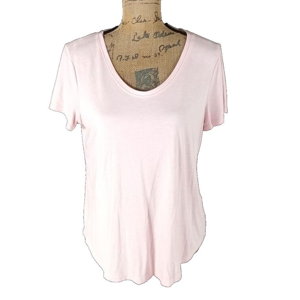 a.n.a. Tee Shirt Large Petite Stretch Short Sleeve Basic T-Shirt Scoop Neckline
